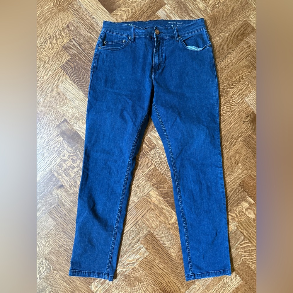 MUGSY Dark Wash Blue Denim Jeans Stretch Casual‎ Studio Blues Comfy 31 x 29